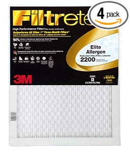 20x20x1 (19.6 x 19.6) Filtrete 2200 Elite Allergen Reduction Filter by 3M (4 Pack)