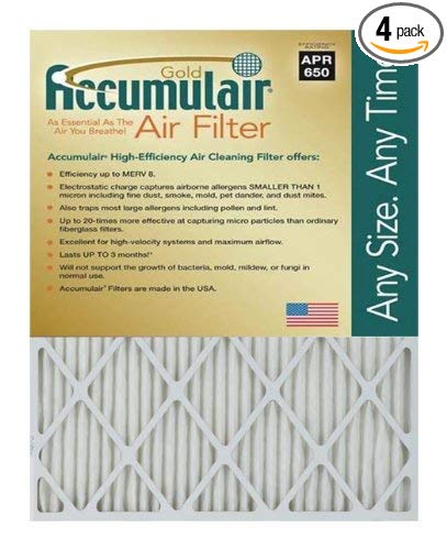 Accumulair Gold 30x32x0.5 (Actual Size) MERV 8 Air Filter/Furnace Filters (4 pack)
