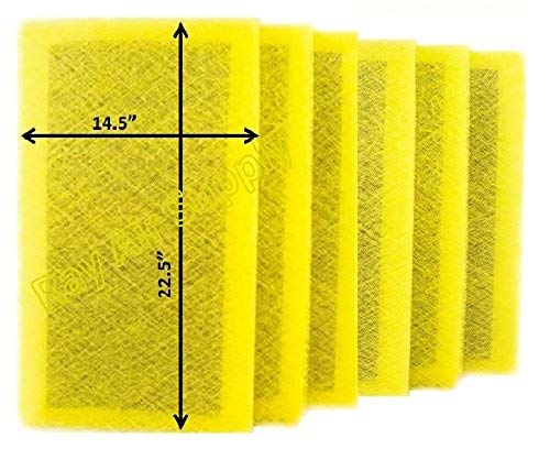 RAYAIR SUPPLY 16x25 MicroPower Guard Air Cleaner Replacement Filter Pads (6 Pack) Yellow