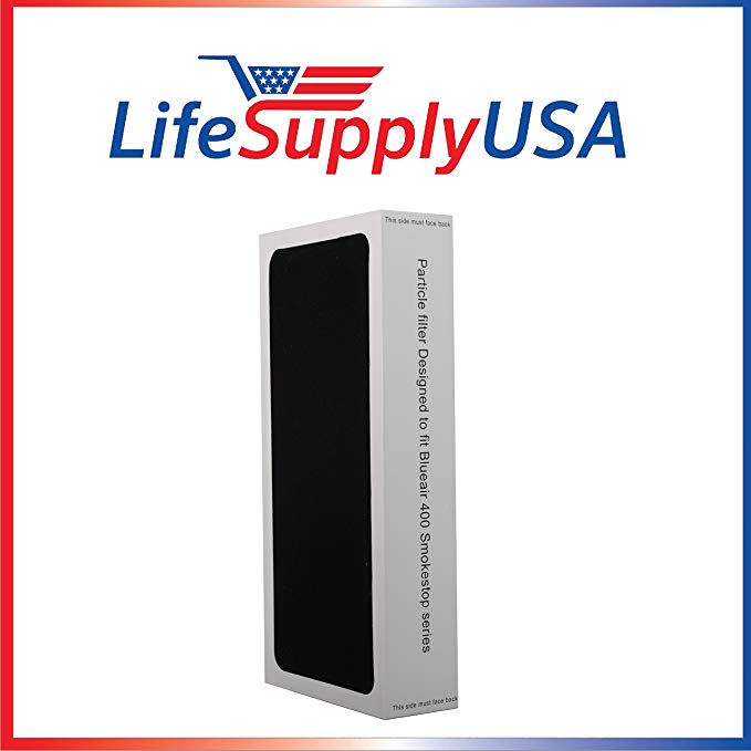 LifeSupplyUSA 2PK Air Purifier replacement Filter fits ALL Blueair 400 Series SmokeStop 400 Models 401, 410B, 403, 450E, 400PF, 401PF