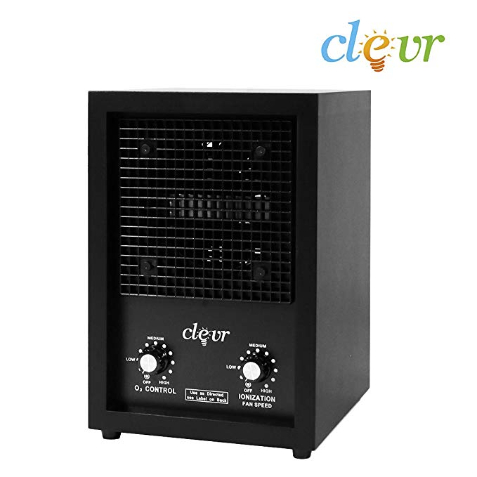 Clevr Wood Ozone Generator Home Ionic Ion & Ozone Air Purifier, Commercial Industrial O3 Odor Remover, with 2 Plates, Allergies allergen Reducer | 1 Year Limited Warranty