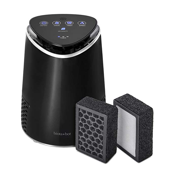 Biota Bot #MM108 Desktop Air Purifier True HEPA Ionic Air Filtering System with 5 Stages of Air Purification, Air Cleaner-Activated Carbon Filter for purifying Allergies, Dust, Smoke, Pet Odors, Mold