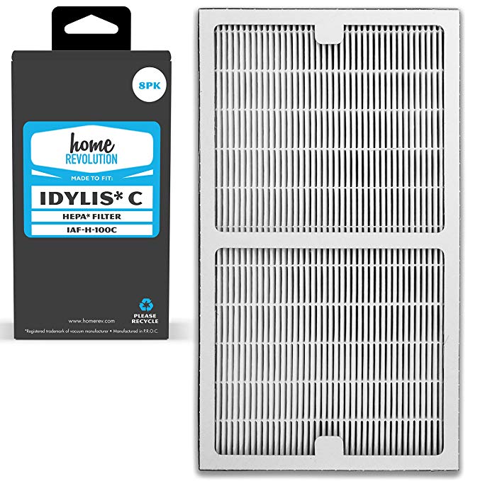Home Revolution 8 Replacement HEPA Filters, Fits Idylis IAP-10-200 and IAP-10-280 Air Purifiers and Type C Parts 0412555 and IAF-H-100C
